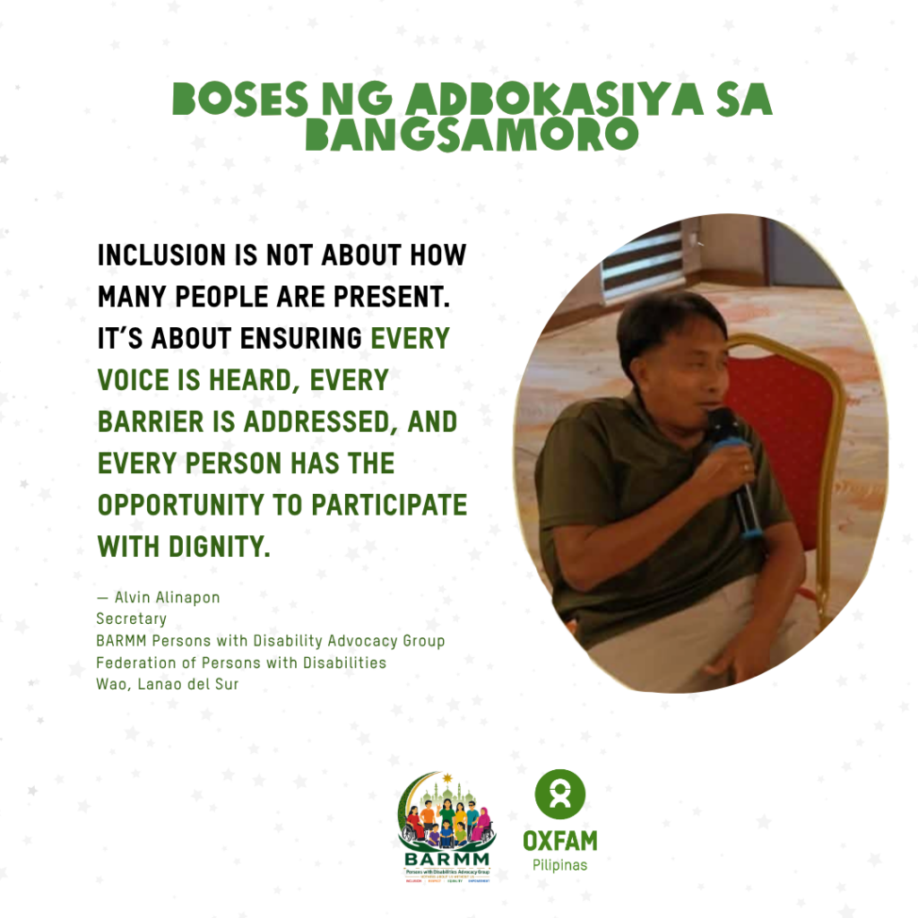  Oxfam Pilipinas and members of the Persons with Disabilities Advocacy Group (PWD-AG) welcomed the approval of the Committee Report on the amended version of the proposed Bangsamoro Magna Carta of Persons with Disabilities, by the Committee on Women, Youth, Children and Persons with Disabilities of the Bangsamoro Transition Authority on 15 July 2026, calling it a significant step toward a more inclusive, prosperous, and peaceful Bangsamoro.
